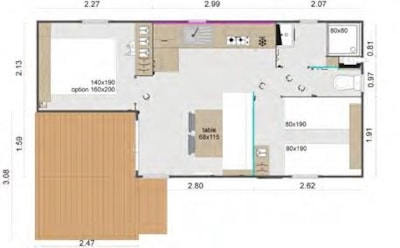 Mobile-home comfort Padirac, 2 BEDR - TV