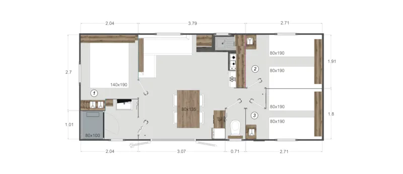 Mobil-Home Privilège Souillac - 3 Ch - Tv - Clim