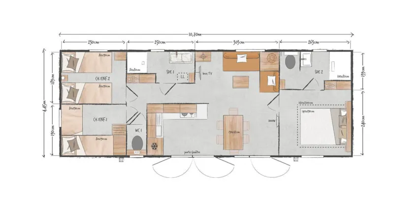 Mobil Home Confort 3 Chambres - 2 Salles D'eau