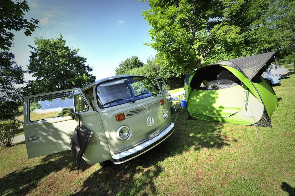 Standplaats CONFORT: auto + tent/caravan of kampeerauto + Elektriciteit
